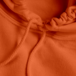 Sudadera Pictonemi Clásico Naranja - Detalle del Cuello y las Cintas de Ajuste (Vista Frontal)