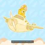 Imagen en primer plano que muestra los encantadores detalles del fondo de pantalla del pollito chibi volando en un avión